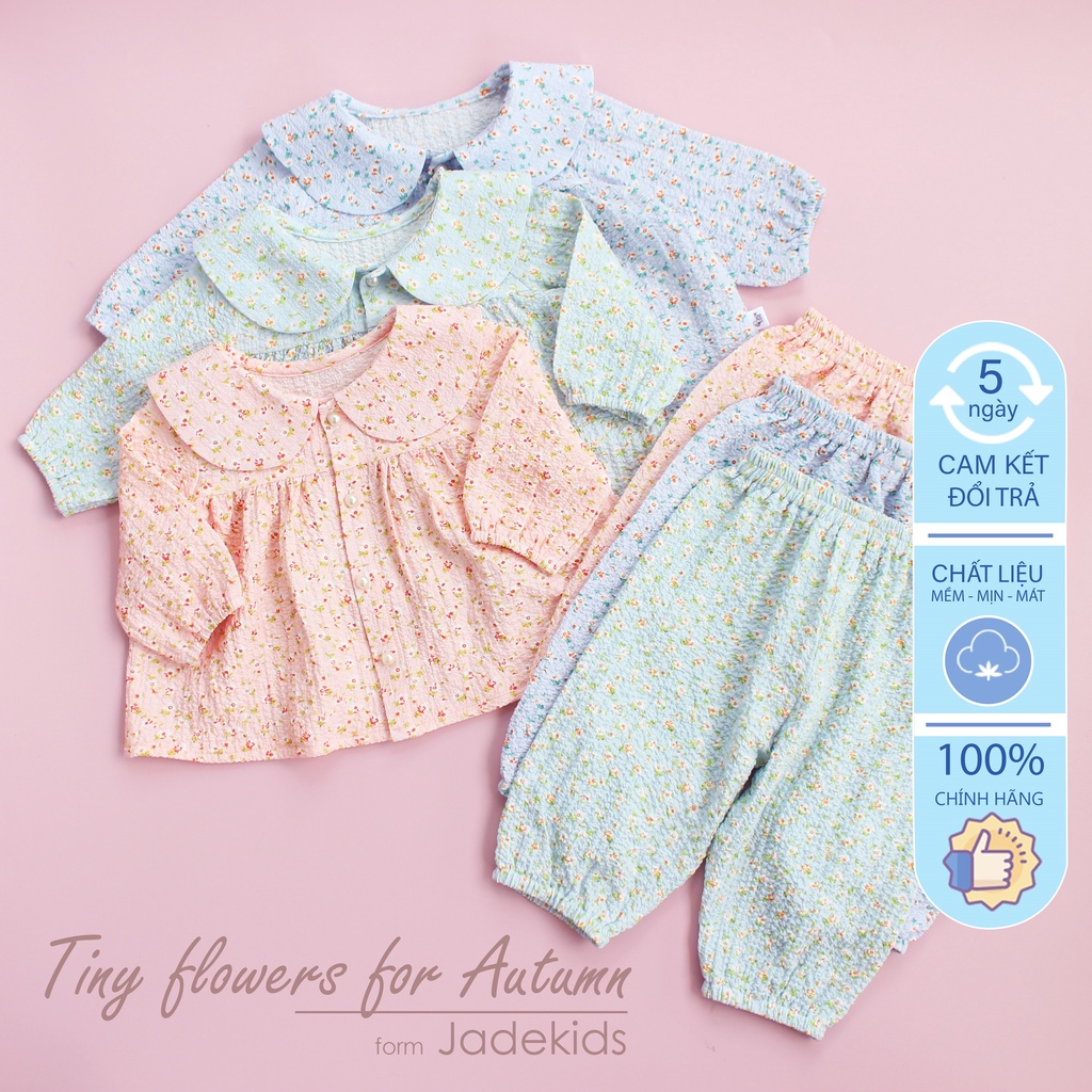 Đồ bộ cho bé gái JADEKIDS | Đồ bộ cho bé gái chất mềm mại co dãn nhẹ họa tiết hoa nhí đáng yêu cho bé.