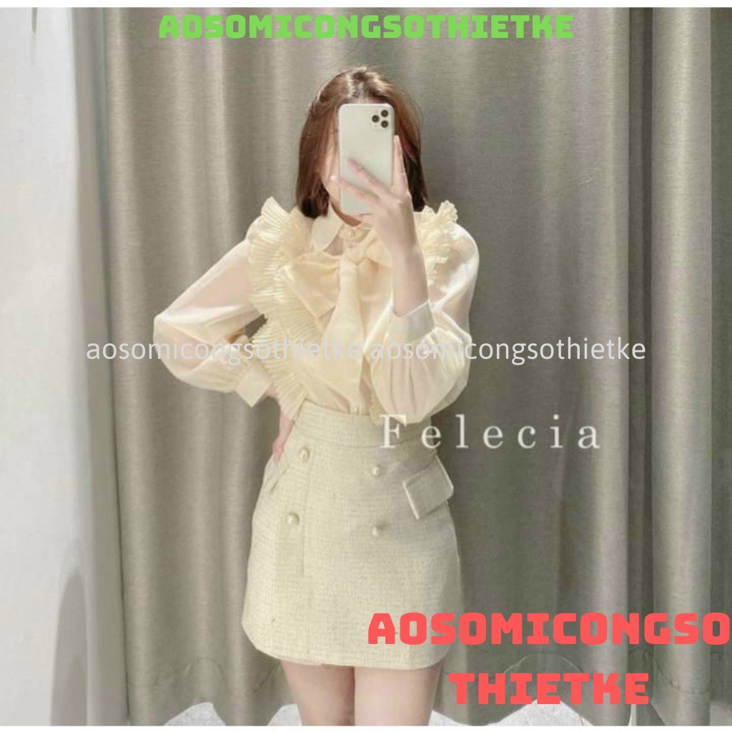 áo sơ mi tơ 2 lớp , áo sơ mi tay bồng khuy ngọc hàng QCCC loại 1 A0003 kaca aosomicongsothietke