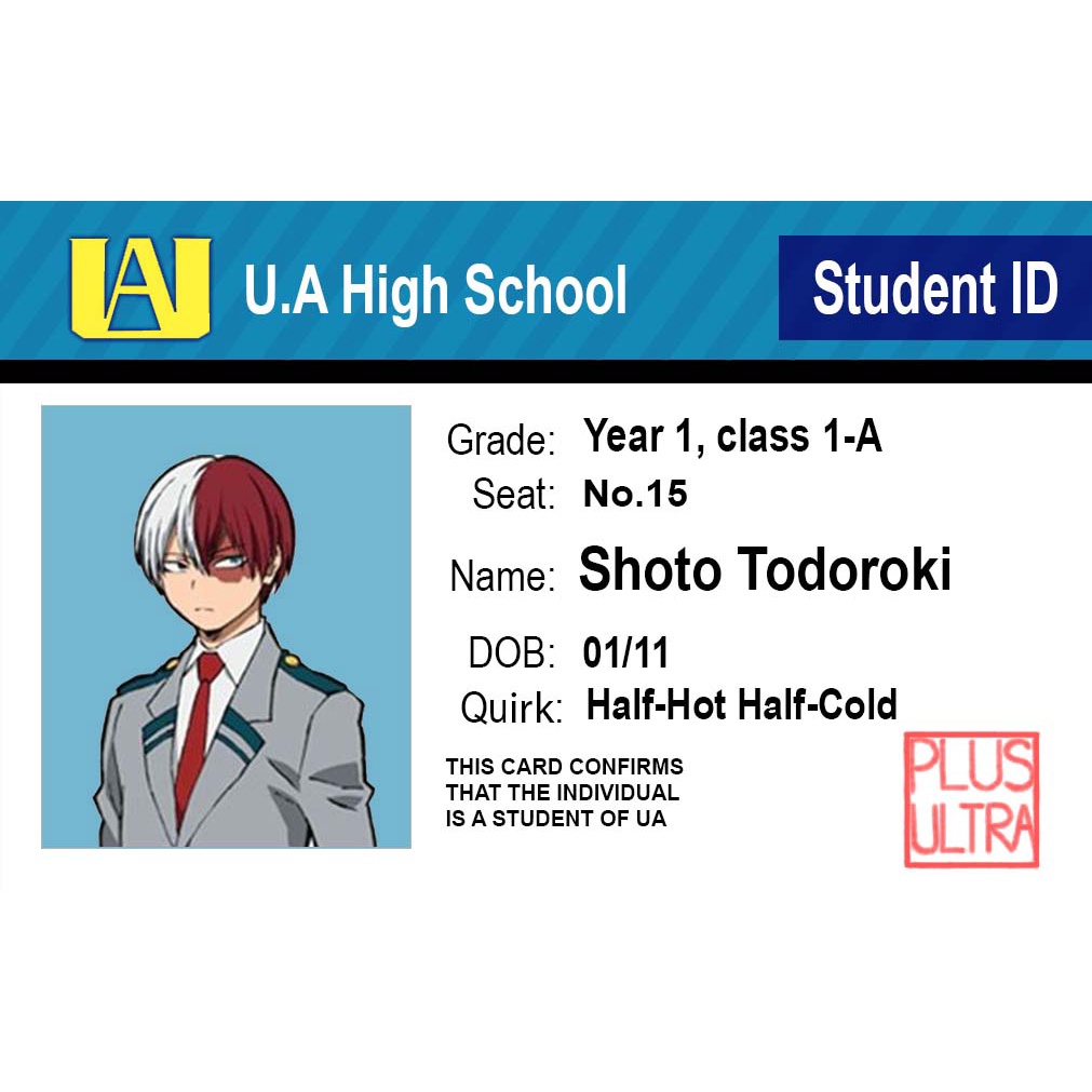 THẺ HỌC VIỆN SIÊU ANH HÙNG HERO ACADEMIA HANDMADE