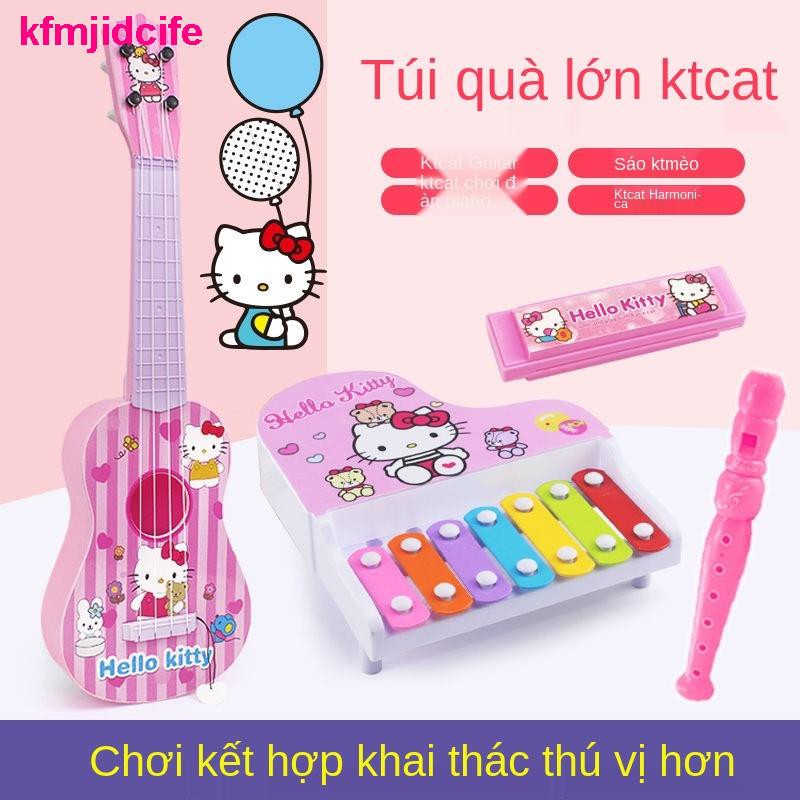 Đồ chơi giáo dục[Gửi lựa chọn + Gửi hướng dẫn] Đàn guitar trẻ em Ukulele hoạt hình giả nhạc cụ cậu bé đồ chơi