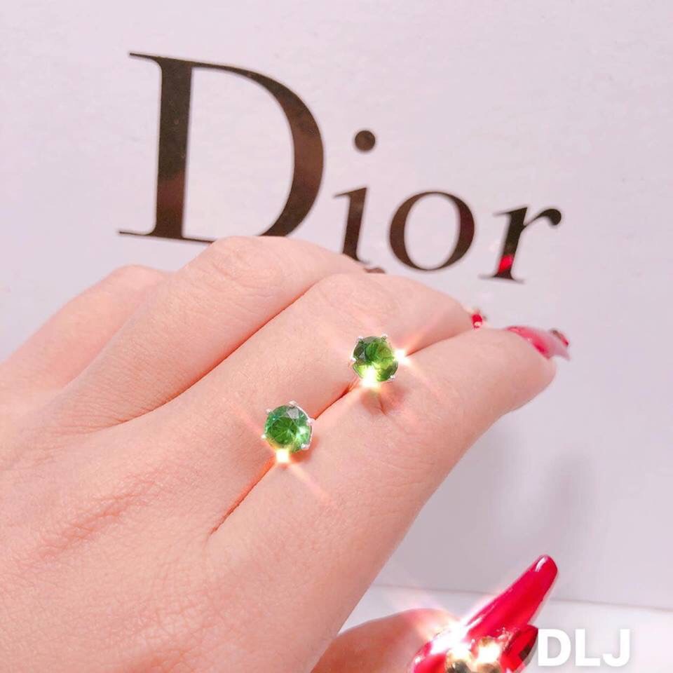 Bông tai bạc dạng khuyên nụ đá nhiều màu cỡ 6ly - Nụ Bạc Bibi silver