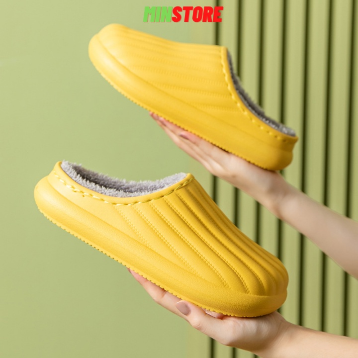 Dép bông lót lông cừu Eva cực êm và ấm áp, Dép chống thấm nước lót lông sang trọng M10