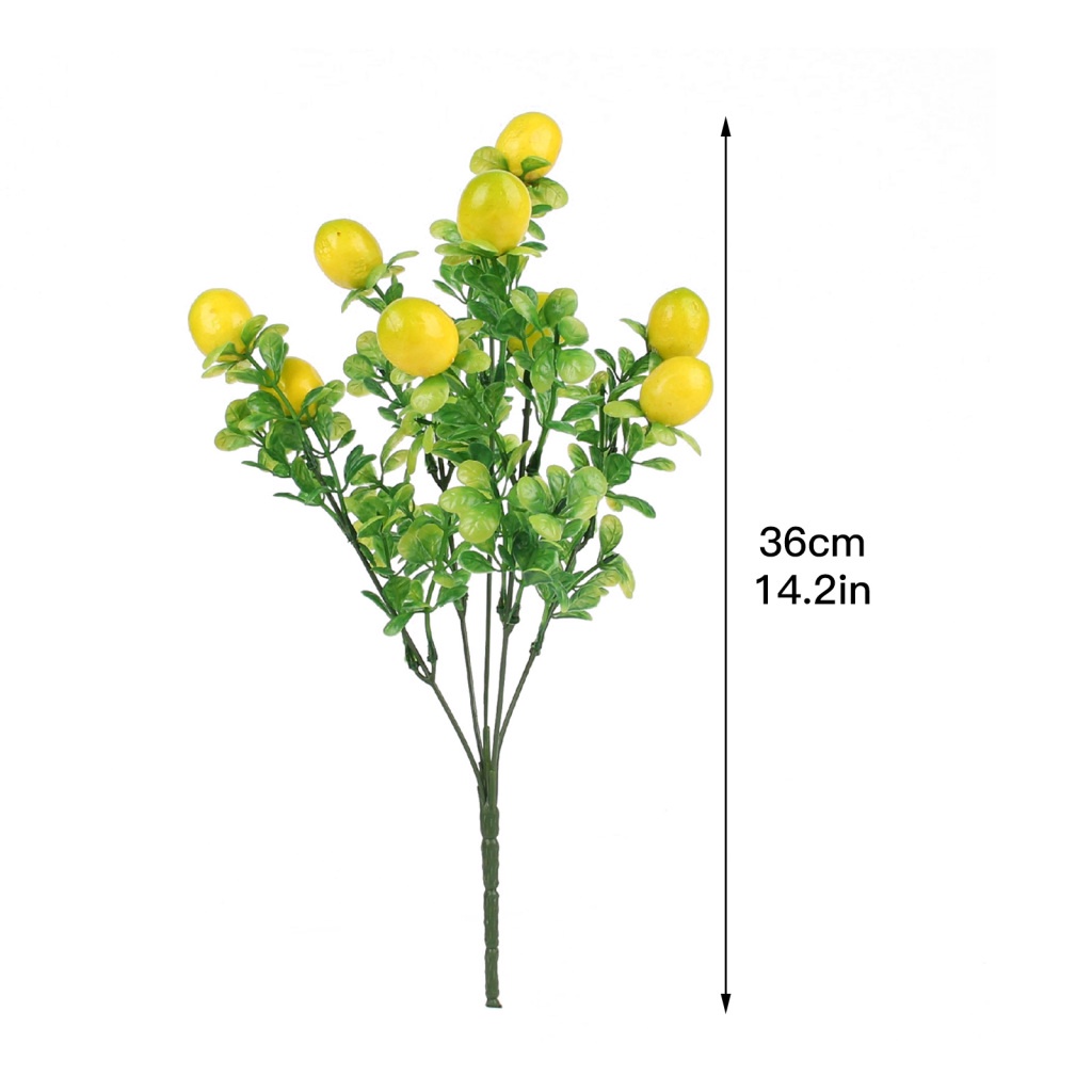 1 Nhánh Chanh Vàng + Xanh Lá Nhân Tạo Bằng Nhựa 36cm Trang Trí Nhà Cửa