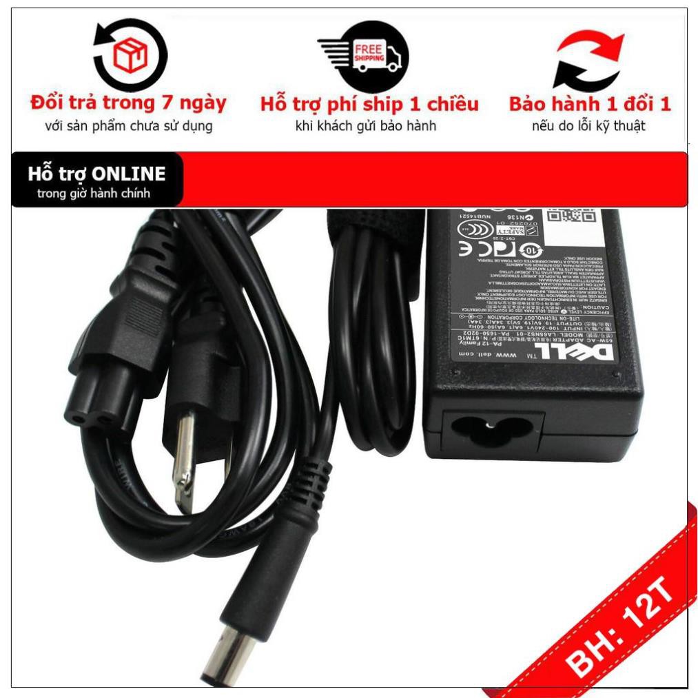 🎁 Sạc Laptop Dell 19.5V 3.34A Chân Kim to - thường - Adapter kèm dây nguồn - NEW 65W