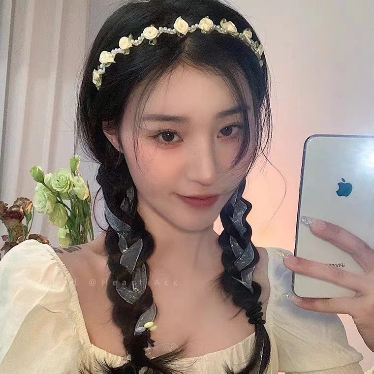 Băng Đô Cài Tóc Vải Satin Đính Ngọc Trai Và Hoa Phong Cách Mới Dành Cho Nữ 2022