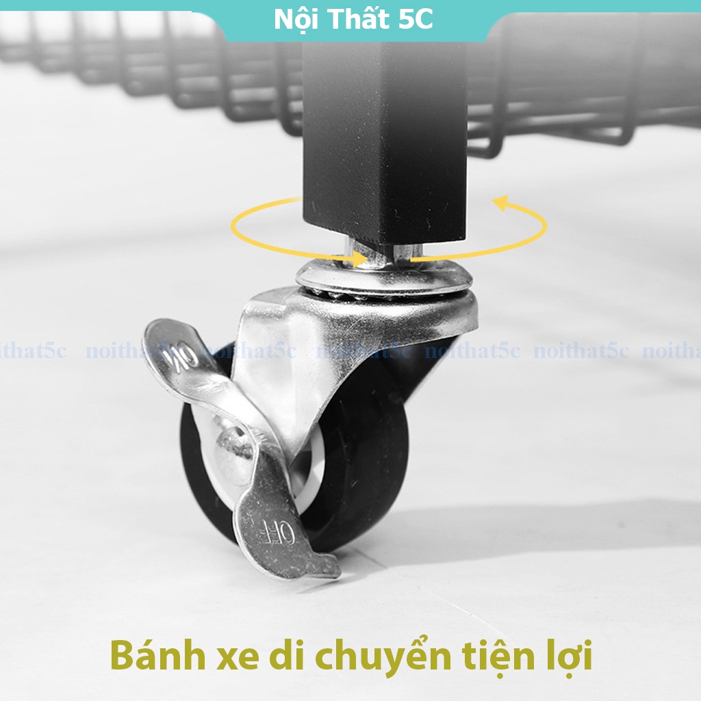 Kệ lò vi sóng đa năng điều chỉnh chiều rộng, kệ kếp co giãn khung thép carbon cao cấp có bánh xe di chuyển