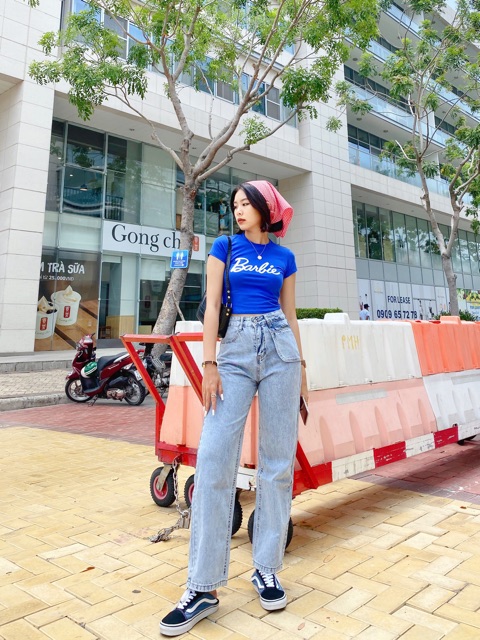 Áo thun croptop Barbie phong cách hàn quốc