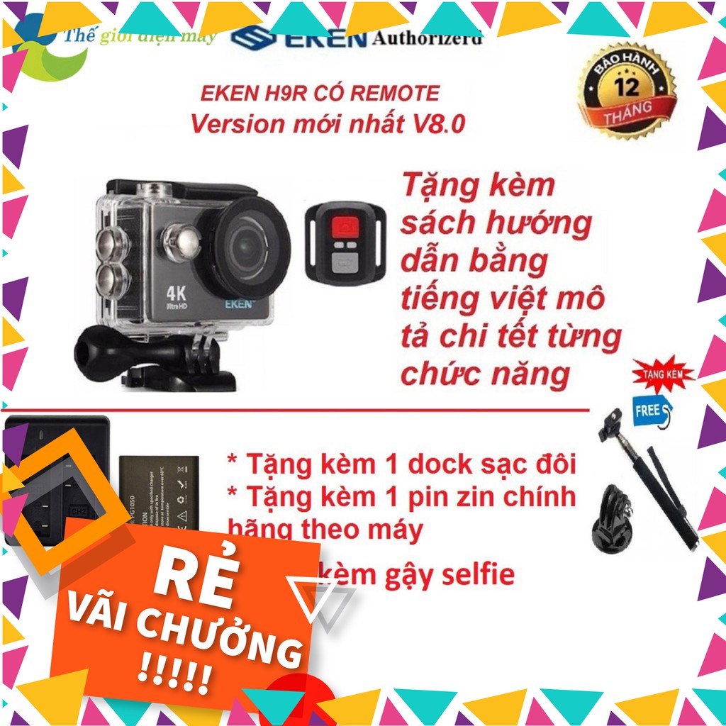 Camera hành trình EKEN H9R version 8.1, 20 MP 4K 30 FPS .