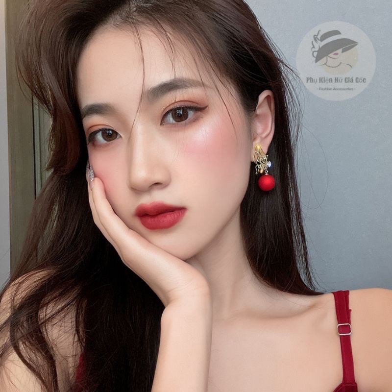 Bông tai Bạc bươm bươm đỏ cao cấp.❤️