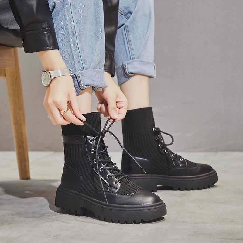 Giày Boot Đế Dày Thiết Kế Mới Thời Trang Mùa Thu Đông Theo Phong Cách Anh