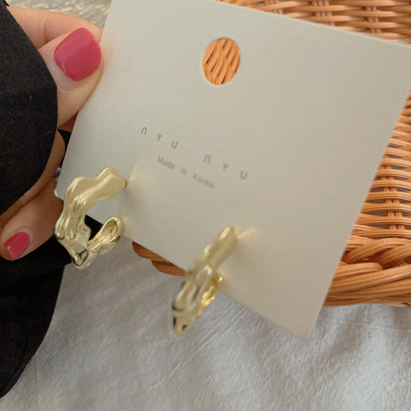 Bông Tai Hình Chữ C Màu Vàng Kim Phong Cách Hàn Quốc Cổ Điển Thời Trang Cho Nữ