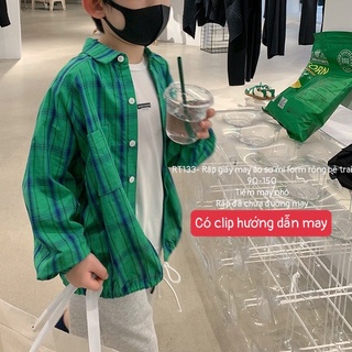 RT133_Rập giấy may áo sơ mi tay raglan bé trai