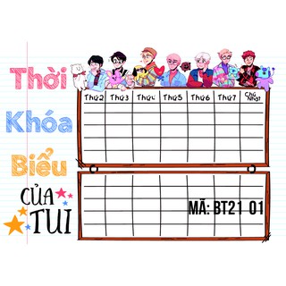 Thời khoá biểu BT21 (giấy dán, decal, sticker)