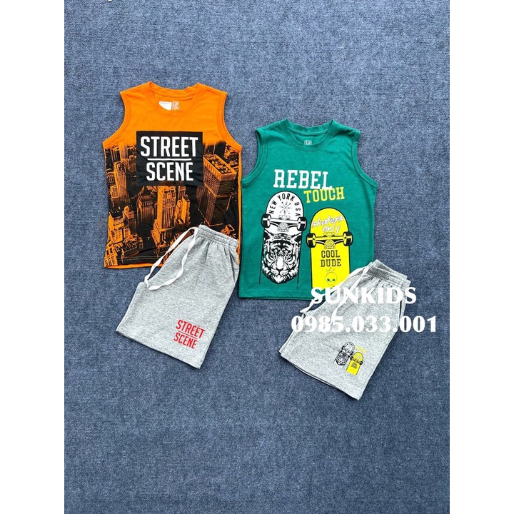 Bộ hè ba lỗ bé trai G,ap nhiều hình 100% cotton