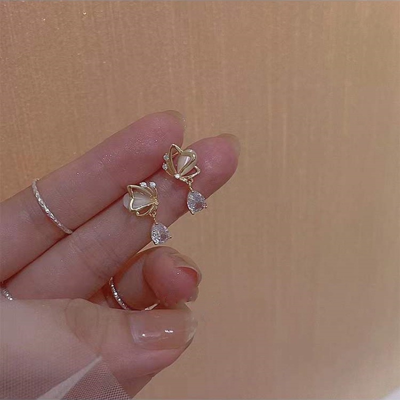 Bông Tai Mạ Bạc 925 Hình Giọt Nước Đính Đá Opal 2022