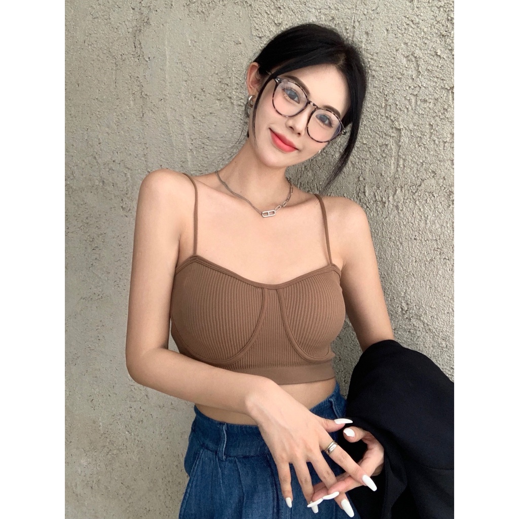 QKOOLE Áo croptop không tay phong cách Hàn Quốc thiết kế quyến rũ cho nữ