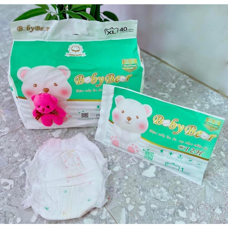 Bỉm tã quần/dán Boby bear tinh chất trà xanh S48/M44/L42/XL40/XXL38/XXXL36