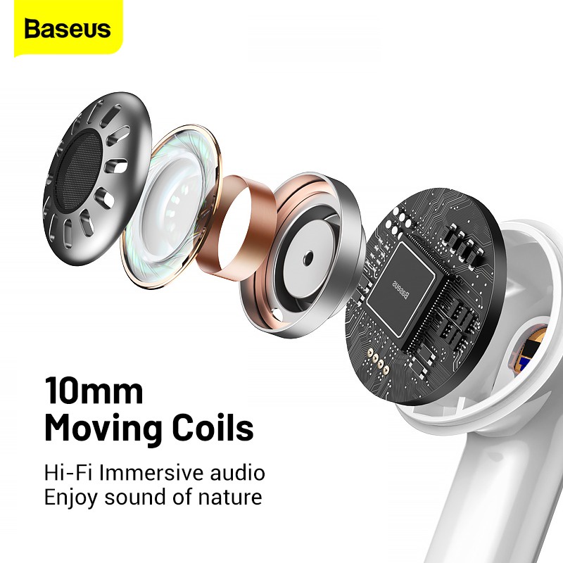 Tai nghe Bluetooth Baseus Encok W3 TWS (Bluetooth 5.0, 4h continuously listen, Noise reduction, IP55, True Wireless)