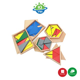Tạo hình từ tam giác montessori giáo cụ montessori IQ VIỆT