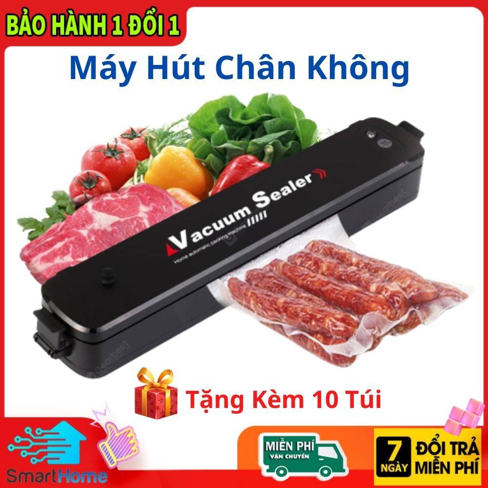 Máy hút chân không thực phẩm Vacuum Sealer Tặng 10 túi hút dùng cho gia đình hút siêu khỏe hết khí