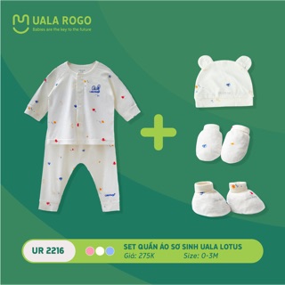 Uala rogo - Sét quần áo sơ sinh vân sọc hoạ tiết 2216