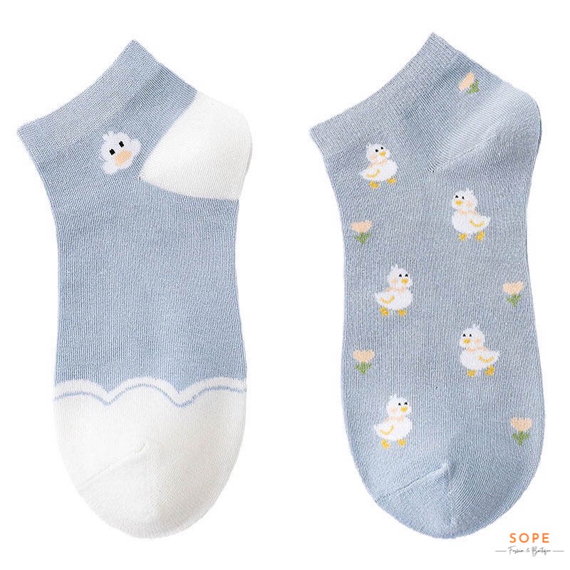 Tất cổ ngắn nữ nam phong cách Hàn Quốc, set tất vớ 5 đôi 5 mẫu dễ phối đồ - Sope Shop