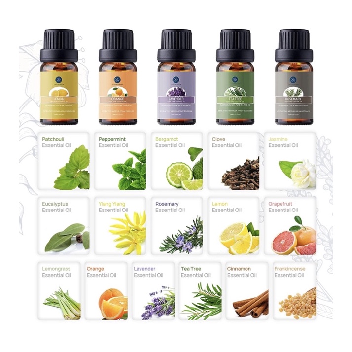 Set 16 chai tinh dầu hữu cơ Organic Lagunamoon Essential Oils 10ml/chai USA
