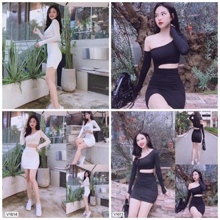 Đầm trễ vai dài tay