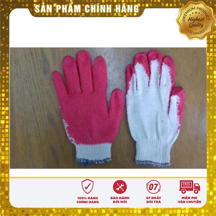 Găng tay sợi phủ cao su đỏ (10 đôi)