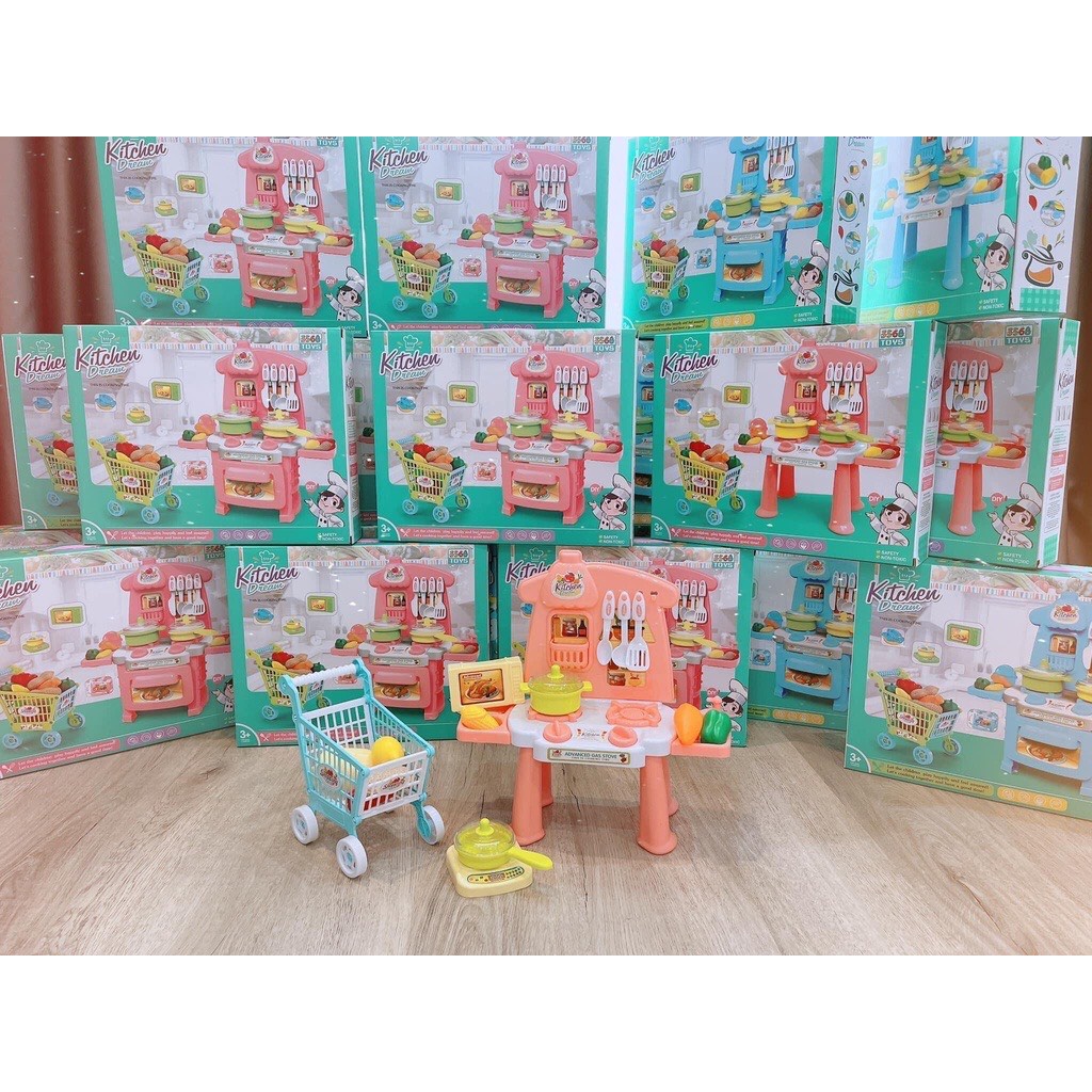 Bộ Đồ Chơi Nấu Ăn Nhà Bếp Kèm Xe Đẩy Siêu Thị cho bé - Kitchen Dream - Đồ chơi giáo dục phát triển kỹ năng