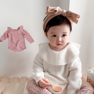 Áo liền quần cổ sen tay dài màu trơn xinh xắn cho bé gái