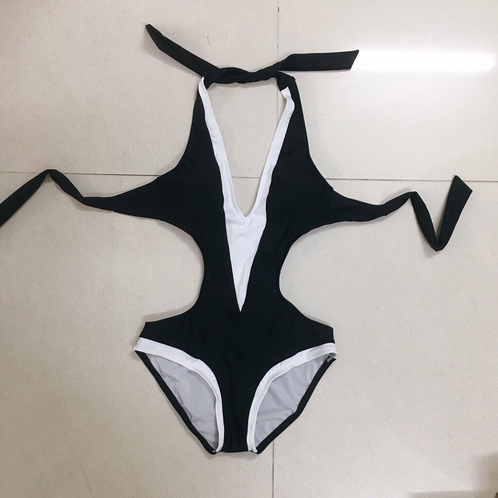 BIKINI Liền Thân Khoét Eo Phối Viền Trắng - BIKINISTORE