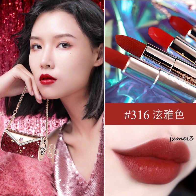 Son môi Leezi màu nhung bóng dưỡng ẩm trang điểm hiệu quả