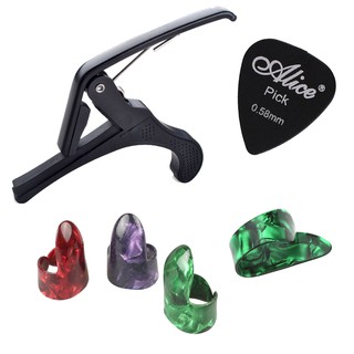 Combo Capo đàn guitar + Miếng pick + 4 móng gảy đàn guitar