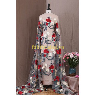 Ren lưới thêu hoa may đầm đẹp ATB-02XD