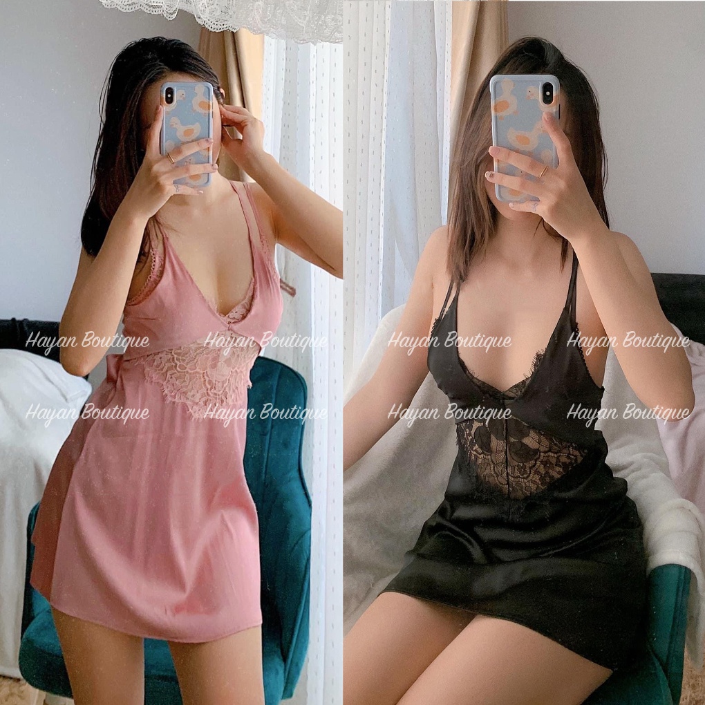 Váy ngủ sexy lụa đan dây lót ngực hai lớp siêu đẹp, đầm ngủ quyến rũ QUẢNG CHÂU #HT20