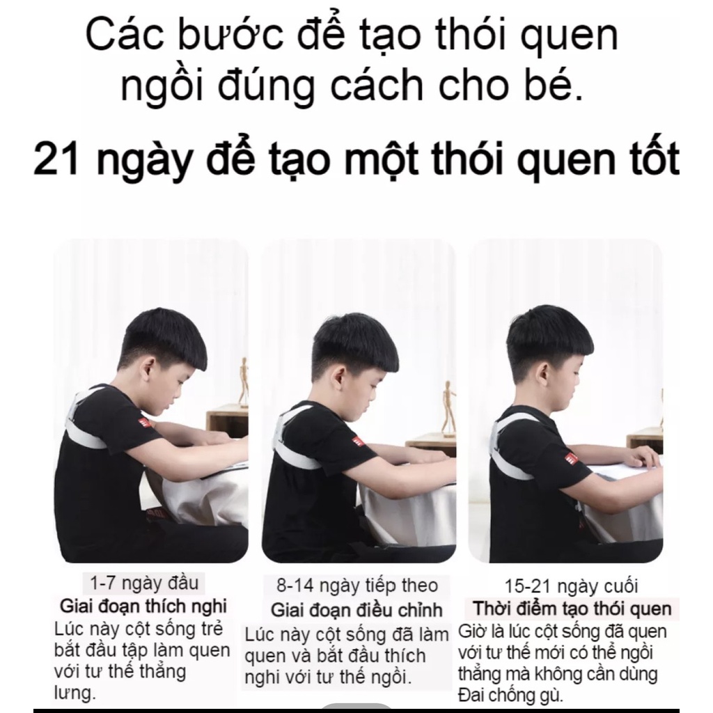 Đai chống gù lưng điện tử dùng cho người lớn trẻ em thông minh báo rung tự động