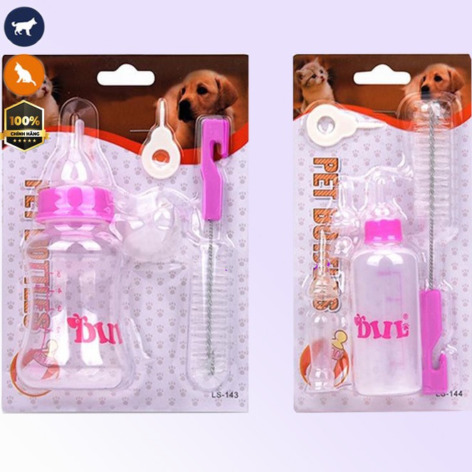 Bình Ti Bình Sữa Chó Mèo Sơ Sinh 60ml bao gồm 5 núm ti và vây cọ bình