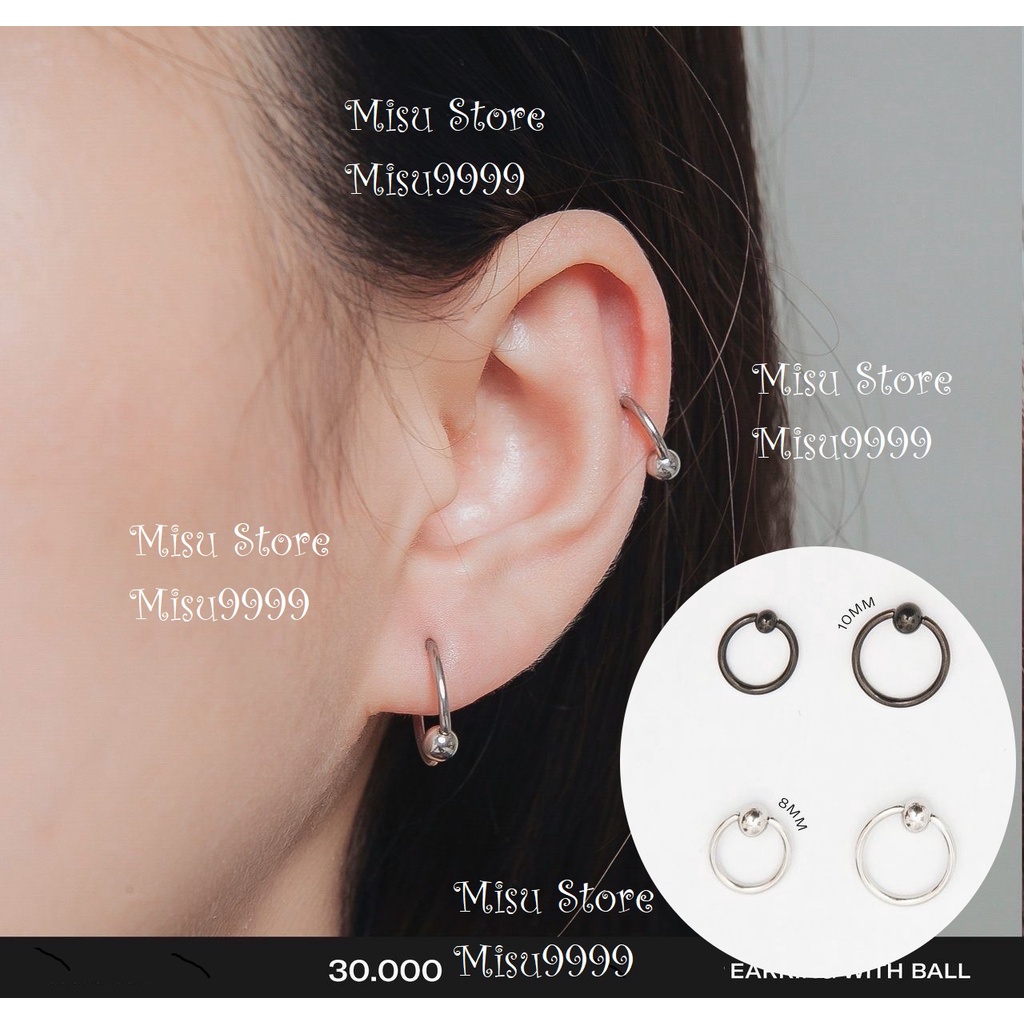 Khuyên titan class ft bi (bẻ ngang) thanh xỏ 0,8mm