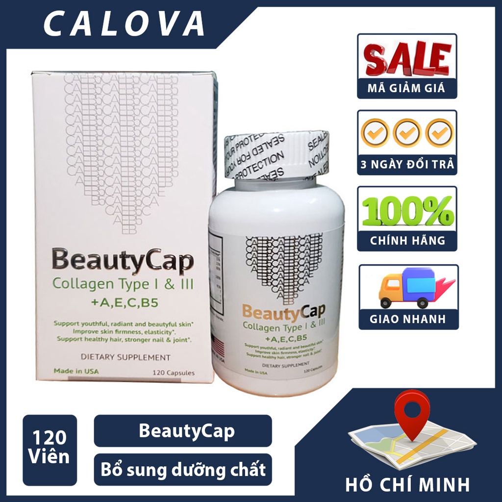 Viên uống đẹp da Collagen BeautyCap Mỹ bổ sung Vitamin A,E,C,B5 và Collagen Type 1&3 Minh Khang Pharmacy Minh Khang Phar