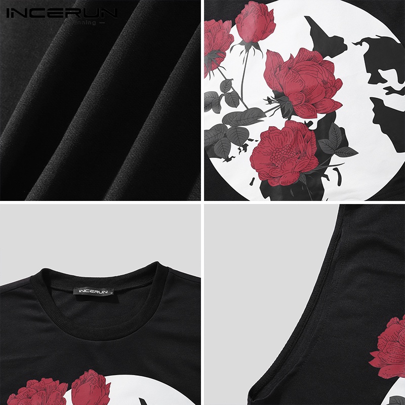 Áo croptop Incerun sát nách in họa tiết phong cách cổ điển thời trang mùa hè cá tính cho nam