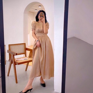 Đầm Zara màu nude mẫu hot 2020 ( MIDI DRESS )