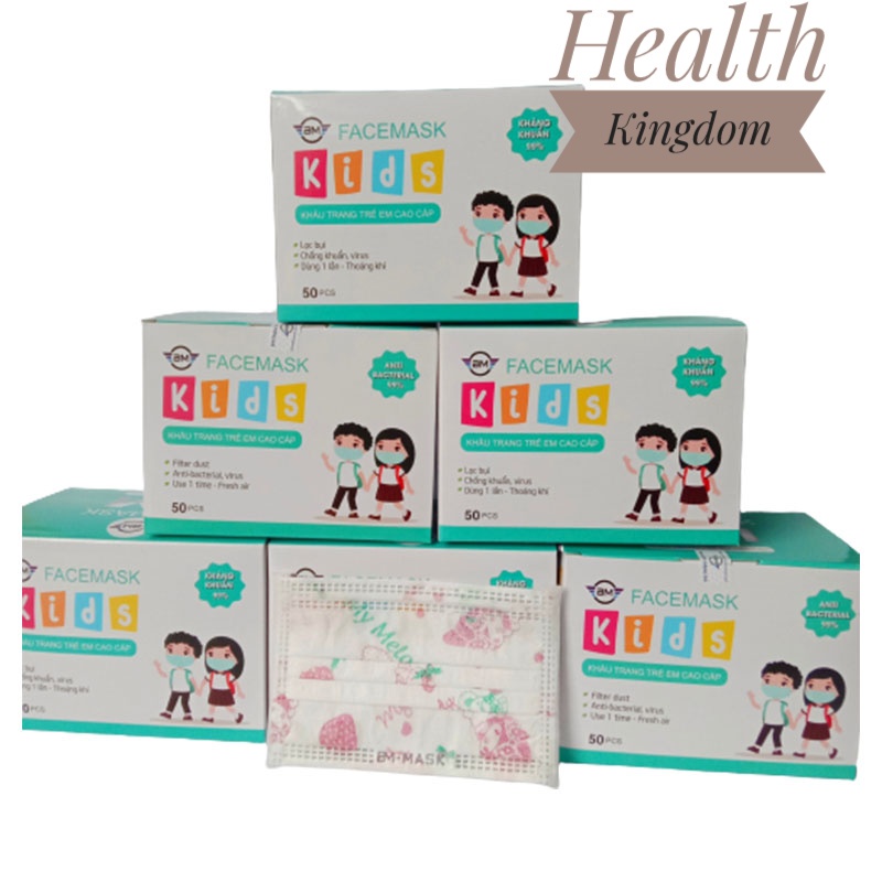 Khẩu trang y tế trẻ em BM KIDS Health Kingdom, 50 chiếc/hộp