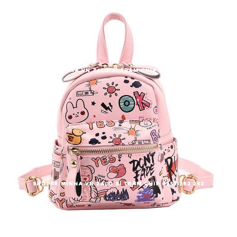 Balo mini nữ hình ngộ ngĩnh dễ thương đi làm, đi chơi phong cách hàn quốc Mã 2