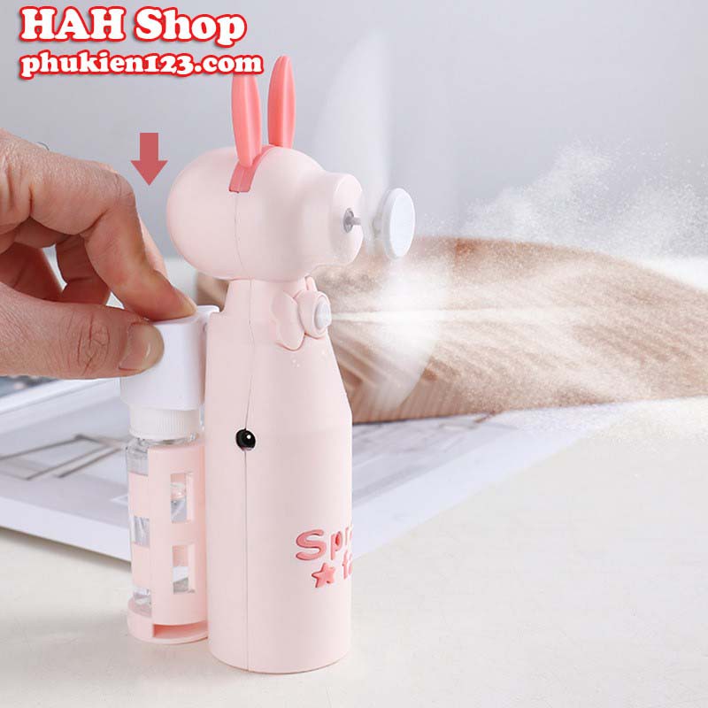 QUẠT MINI CẦM TAY PHUN SƯƠNG ĐIỀU HÒA MÁT LẠNH HÌNH THÚ DỄ THƯƠNG