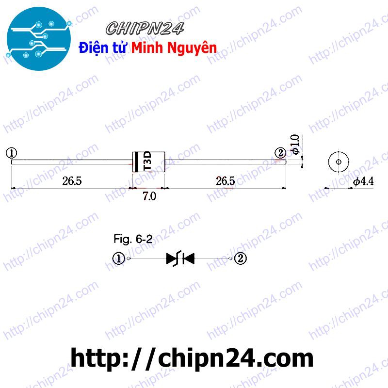 [2 CON] Diode T3D Xanh Lá