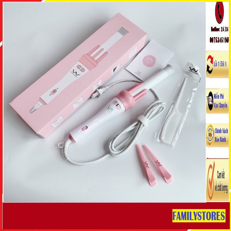 Máy uốn tóc xoăn xoay tự động 360 VIVID &amp; VOGUE, máy làm tóc tạo kiểu uốn xoăn tự động