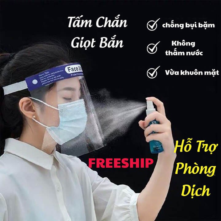 Kính Chắn Giọt Bắn, Tấm Chắn Giọt Bắn Phòng Dịch Trong Suốt Kháng Khuẩn, Bảo Vệ Mắt Face Shield