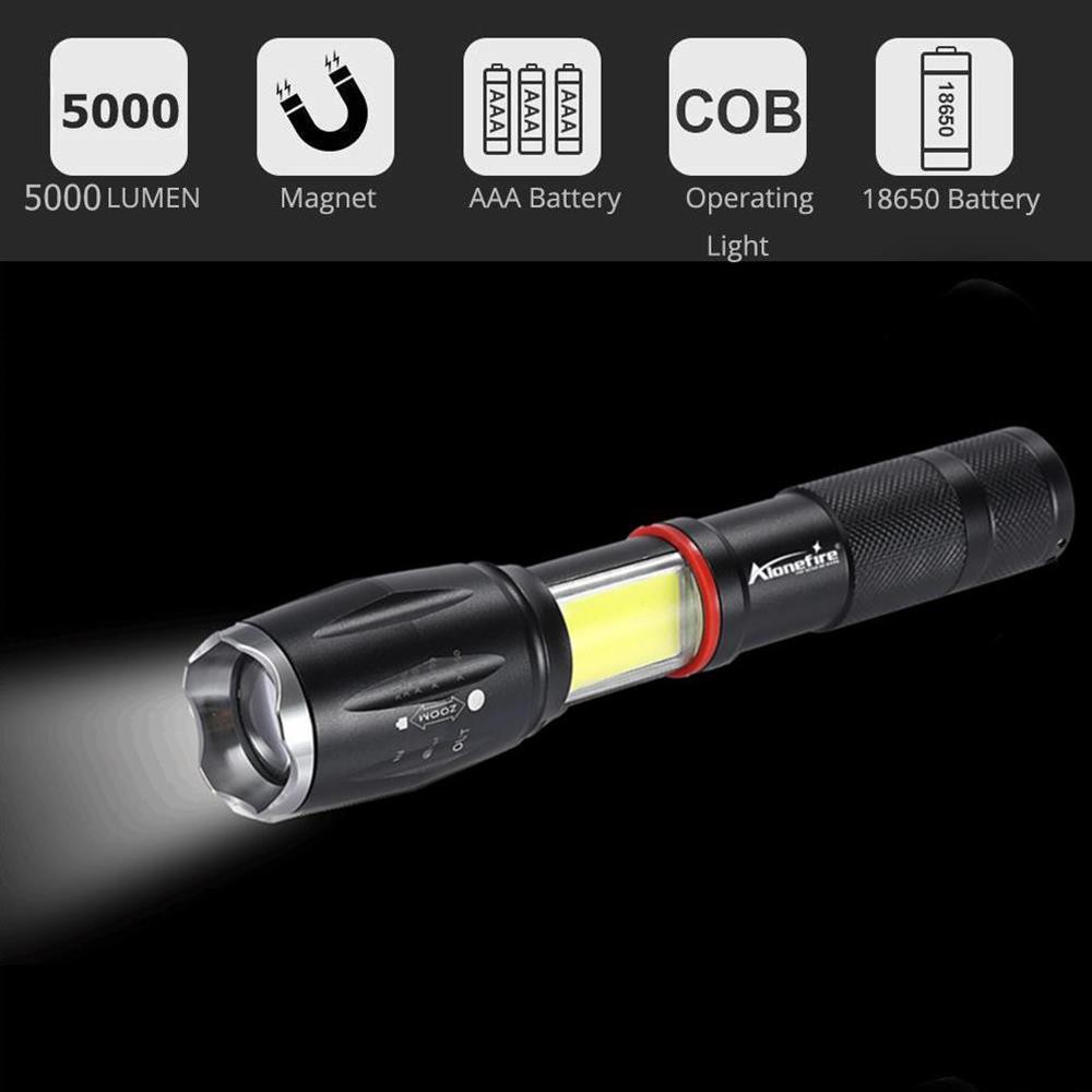 Đèn pin bóng led CREE T6 & COB G701 Alonefire có nam châm dùng bảo trì xe hơi và tại nhà