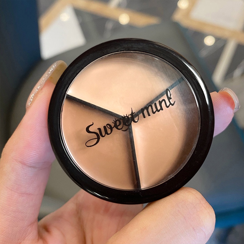 Kem Che Khuyết Điểm Bạc Hà 3 Màu Sắc Tự Nhiên Không Dầu Lâu Trôi Dưỡng Ẩm Che Khuyết Điểm